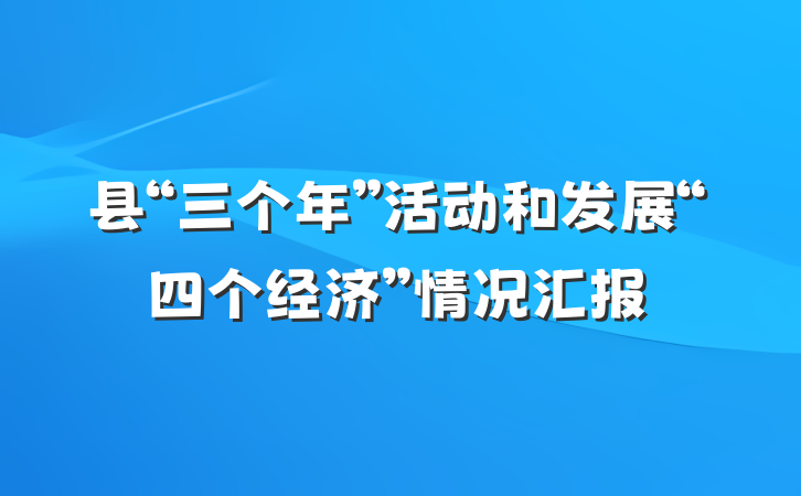 县“三个年”活动和发展“四个经济”情况汇报