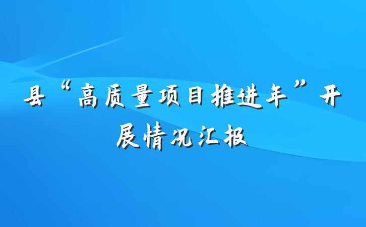 县“高质量项目推进年”开展情况汇报