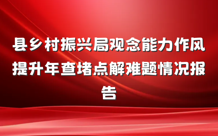 县乡村振兴局观念能力作风提升年查堵点解难题情况报告
