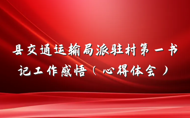 县交通运输局派驻村第一书记工作感悟（心得体会）