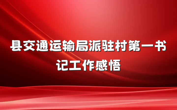 县交通运输局派驻村第一书记工作感悟