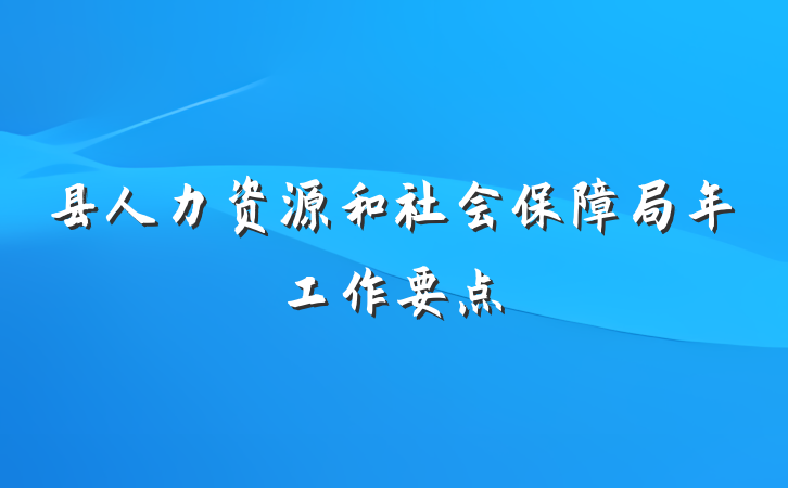 县人力资源和社会保障局年工作要点