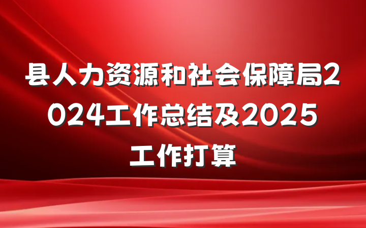 县人力资源和社会保障局2024工作总结及2025工作打算