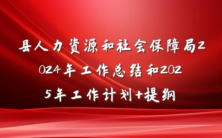 县人力资源和社会保障局2024年工作总结和2025年工作计划 提纲