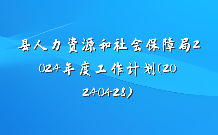 县人力资源和社会保障局2024年度工作计划(20240428)