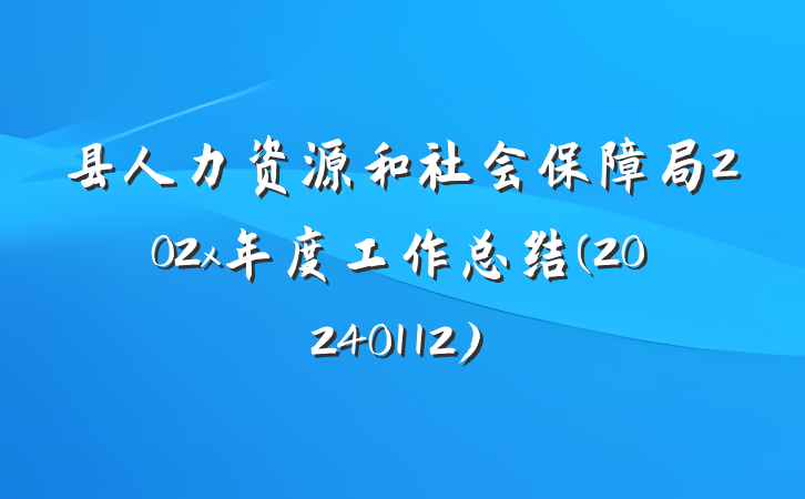 县人力资源和社会保障局202x年度工作总结(20240112)