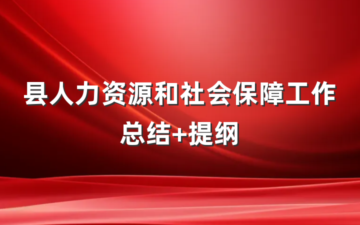 县人力资源和社会保障工作总结 提纲