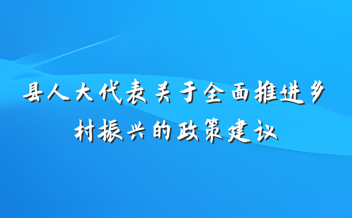 县人大代表关于全面推进乡村振兴的政策建议