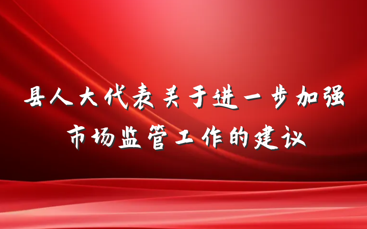 县人大代表关于进一步加强市场监管工作的建议