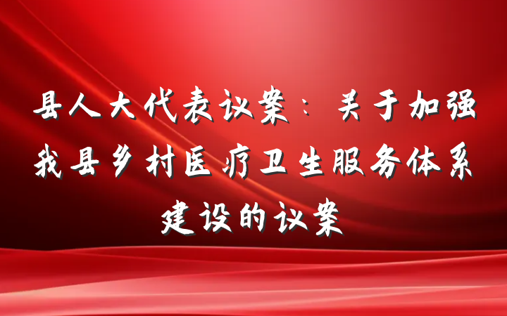 县人大代表议案：关于加强我县乡村医疗卫生服务体系建设的议案