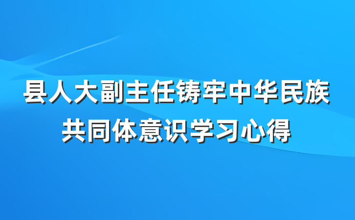 县人大副主任铸牢中华民族共同体意识学习心得