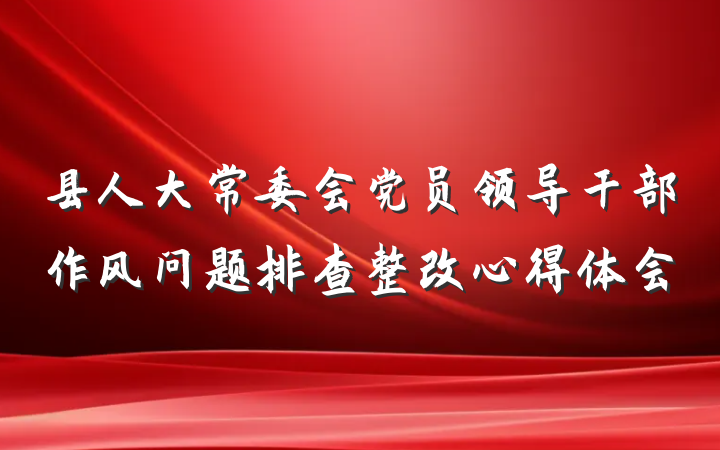 县人大常委会党员领导干部作风问题排查整改心得体会