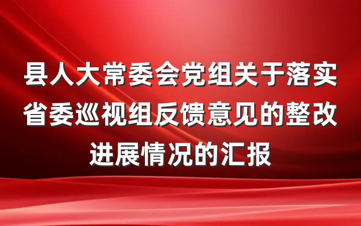 县人大常委会党组关于落实省委巡视组反馈意见的整改进展情况的汇报