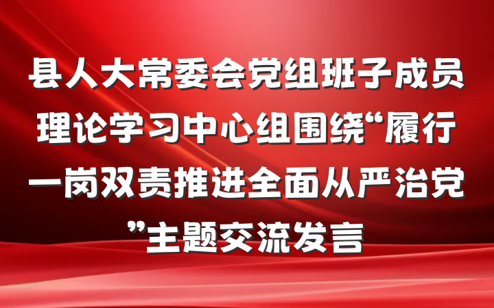 县人大常委会党组班子成员理论学习中心组围绕“履行一岗双责推进全面从严治党”主题交流发言