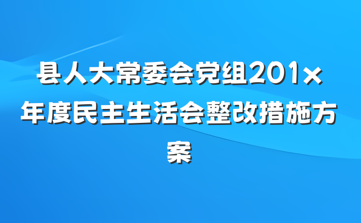 县人大常委会党组201x年度民主生活会整改措施方案