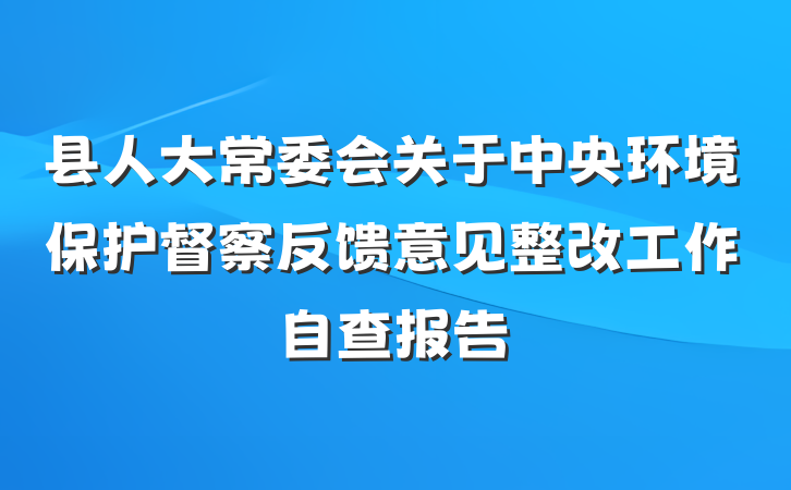 县人大常委会关于中央环境保护督察反馈意见整改工作自查报告