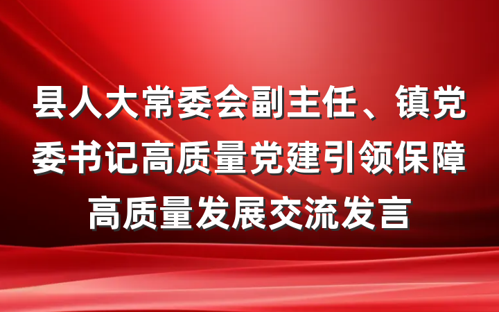 县人大常委会副主任、镇党委书记高质量党建引领保障高质量发展交流发言