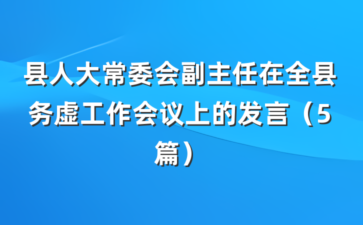 县人大常委会副主任在全县务虚工作会议上的发言（5篇）