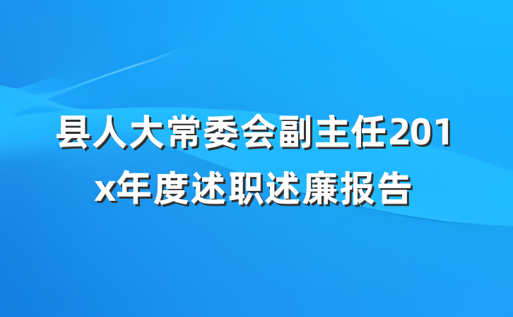 县人大常委会副主任201x年度述职述廉报告