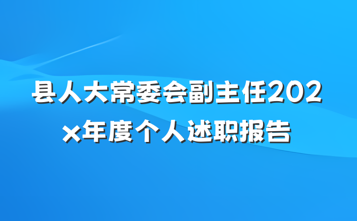 县人大常委会副主任202x年度个人述职报告