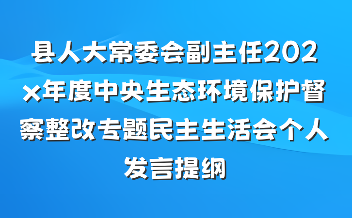 县人大常委会副主任202x年度中央生态环境保护督察整改专题民主生活会个人发言提纲