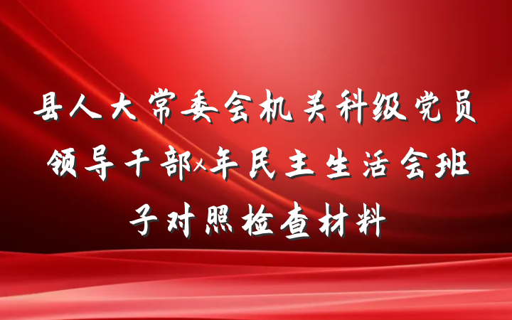 县人大常委会机关科级党员领导干部x年民主生活会班子对照检查材料