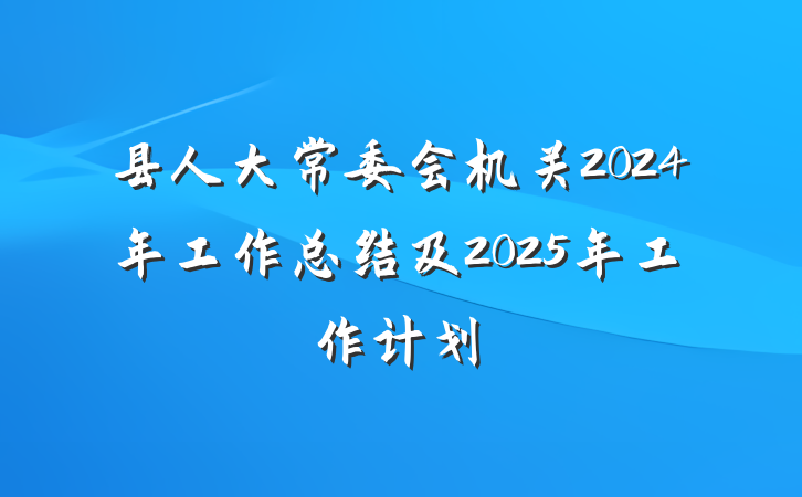 县人大常委会机关2024年工作总结及2025年工作计划