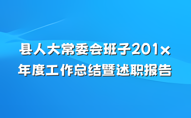 县人大常委会班子201x年度工作总结暨述职报告
