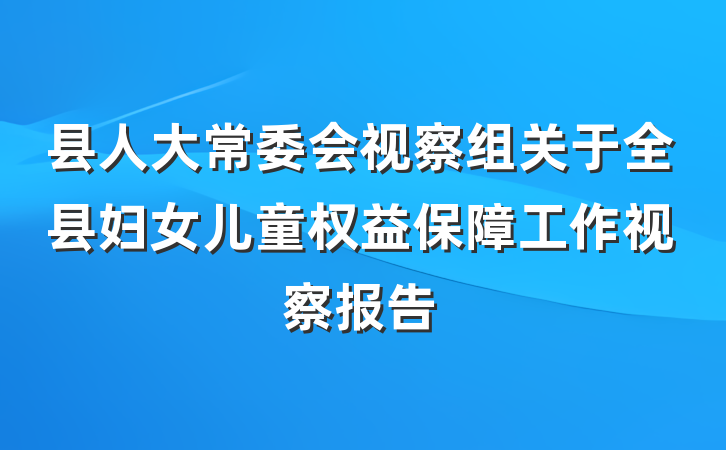 县人大常委会视察组关于全县妇女儿童权益保障工作视察报告