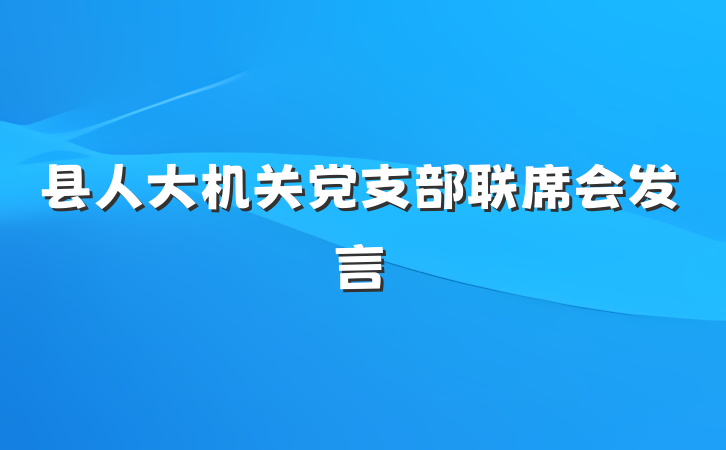 县人大机关党支部联席会发言