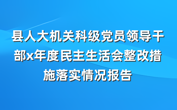县人大机关科级党员领导干部x年度民主生活会整改措施落实情况报告