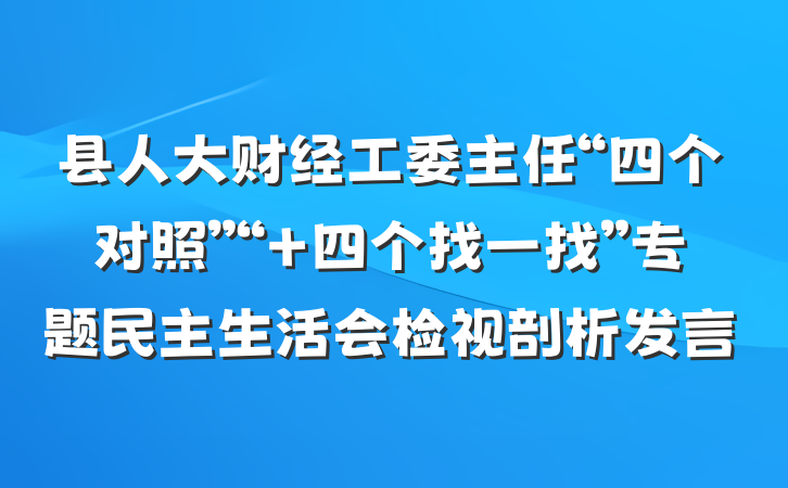 县人大财经工委主任“四个对照”“ 四个找一找”专题民主生活会检视剖析发言