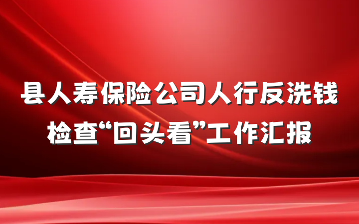 县人寿保险公司人行反洗钱检查“回头看”工作汇报