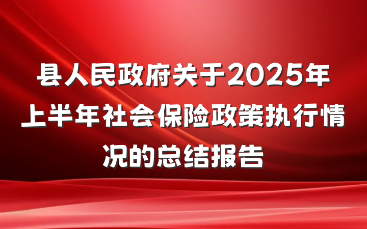 县人民政府关于2025年上半年社会保险政策执行情况的总结报告