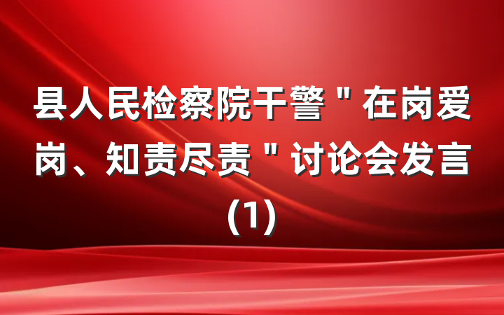 县人民检察院干警＂在岗爱岗、知责尽责＂讨论会发言(1)