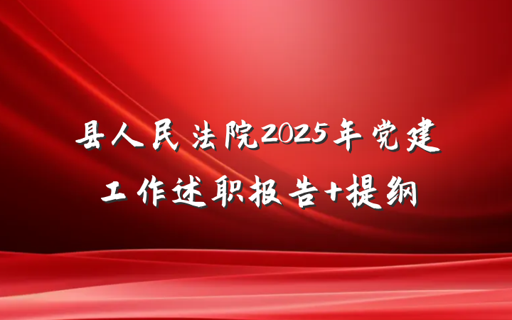 县人民法院2025年党建工作述职报告 提纲