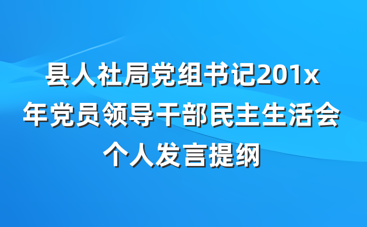 县人社局党组书记201x年党员领导干部民主生活会个人发言提纲