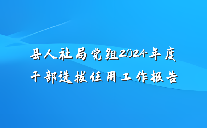 县人社局党组2024年度干部选拔任用工作报告