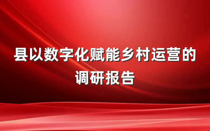 县以数字化赋能乡村运营的调研报告