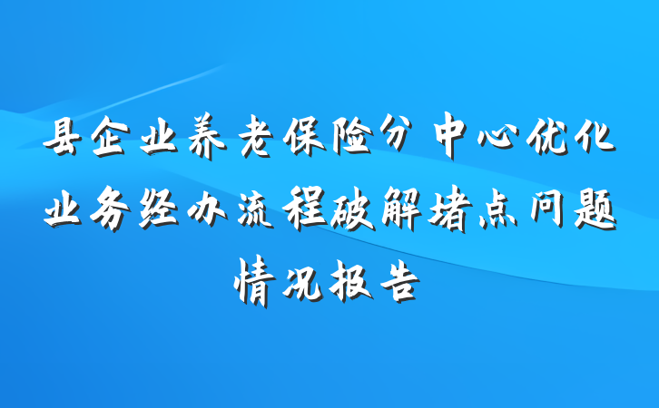 县企业养老保险分中心优化业务经办流程破解堵点问题情况报告