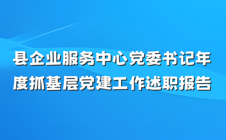 县企业服务中心党委书记年度抓基层党建工作述职报告