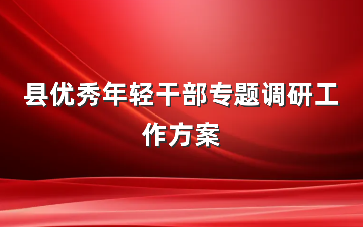 县优秀年轻干部专题调研工作方案