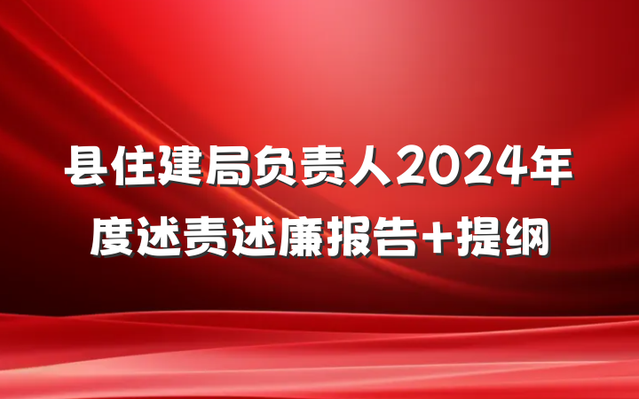 县住建局负责人2024年度述责述廉报告 提纲