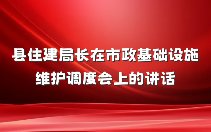 县住建局长在市政基础设施维护调度会上的讲话
