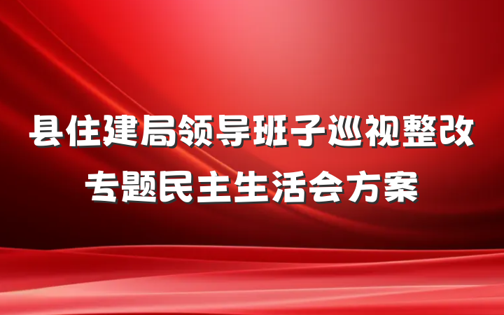 县住建局领导班子巡视整改专题民主生活会方案