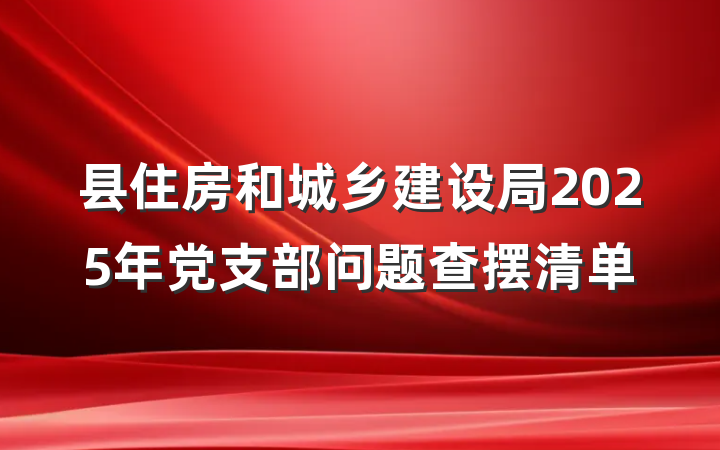 县住房和城乡建设局2025年党支部问题查摆清单