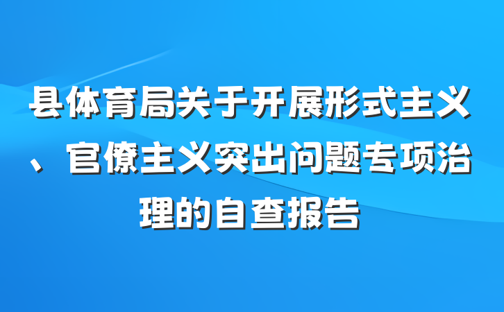 县体育局关于开展形式主义、官僚主义突出问题专项治理的自查报告