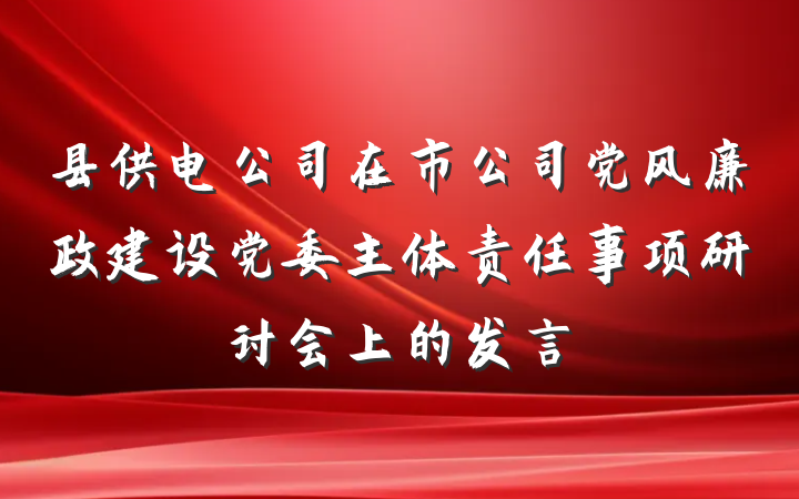 县供电公司在市公司党风廉政建设党委主体责任事项研讨会上的发言