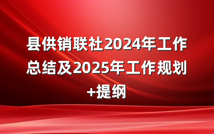 县供销联社2024年工作总结及2025年工作规划 提纲