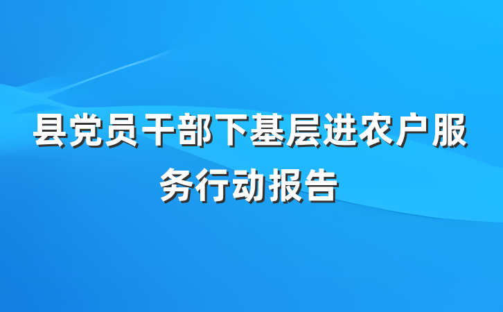 县党员干部下基层进农户服务行动报告